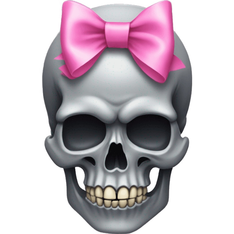 Grey Skull with a pink bow emoji