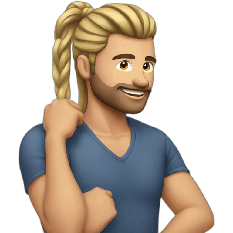 man putting his hair in a ponytail emoji