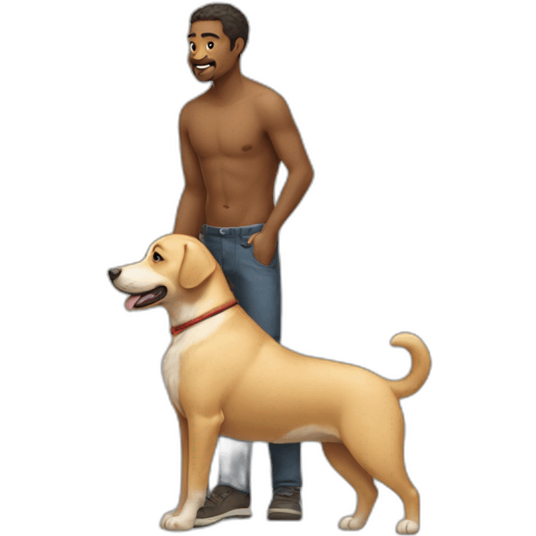 man-sits-on-dog's-back emoji