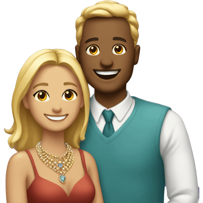 smiling couple with jewelry emoji