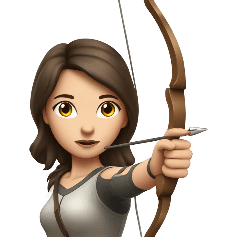 A brunette girl shoots a bow. emoji