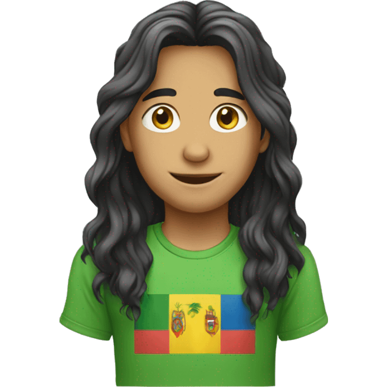 Long haired boy with Bolivia t-shirt emoji