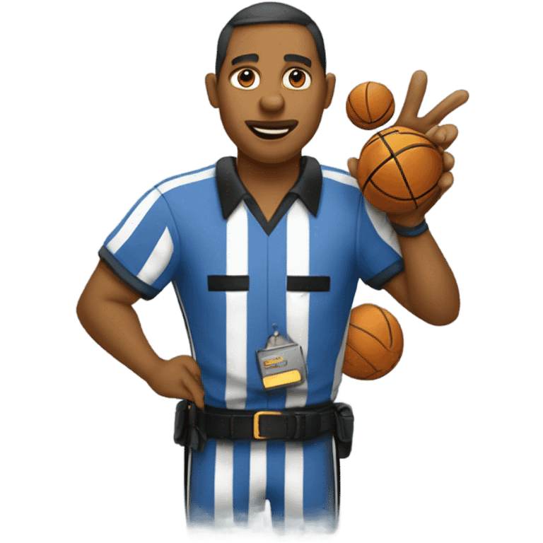 Gold and blue bloodhoundas a basketball referee.  emoji