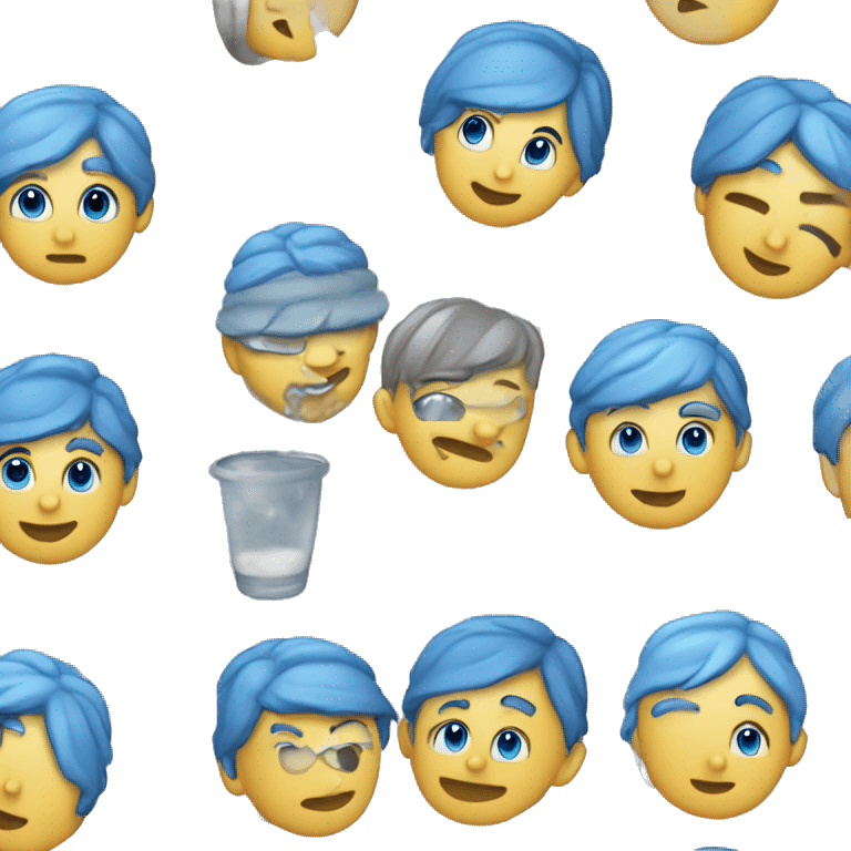 emoji bleu comme l'émoji glacé qui sourit emoji