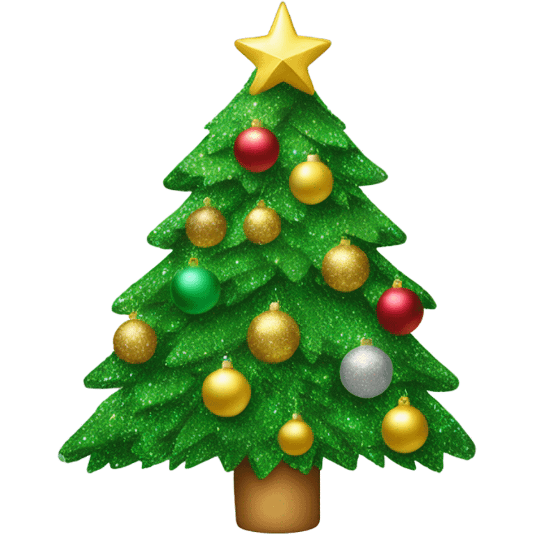 Christmas tree with glitter ornaments emoji