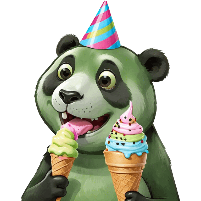 Panda eating ice cream emoji