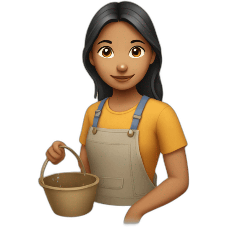 indigenous girl doing chores emoji