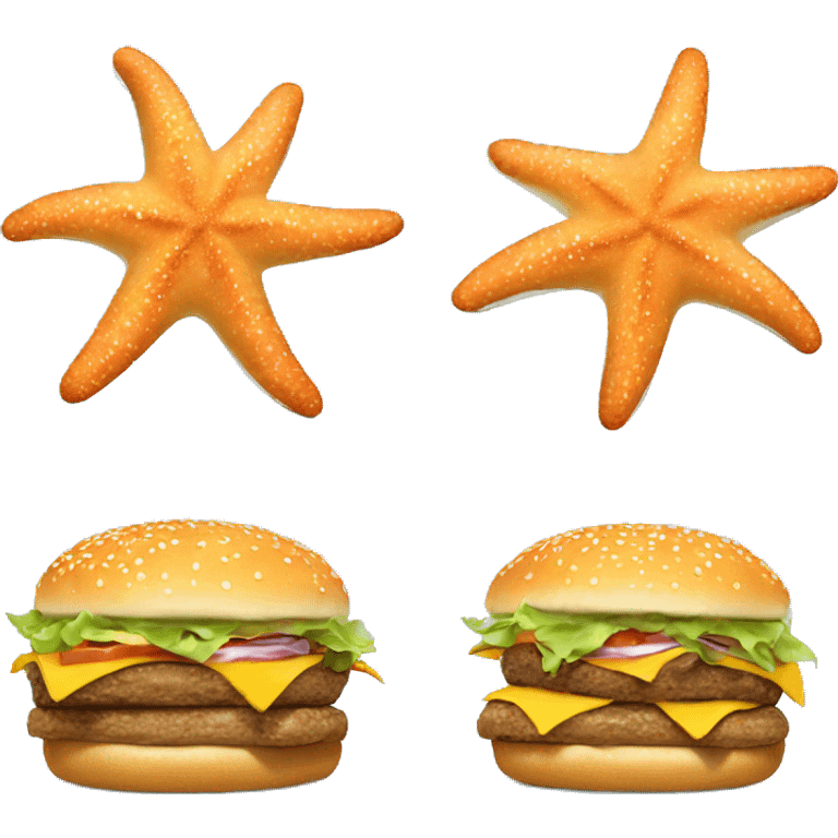 starfish doing a summersault and eating a burger emoji