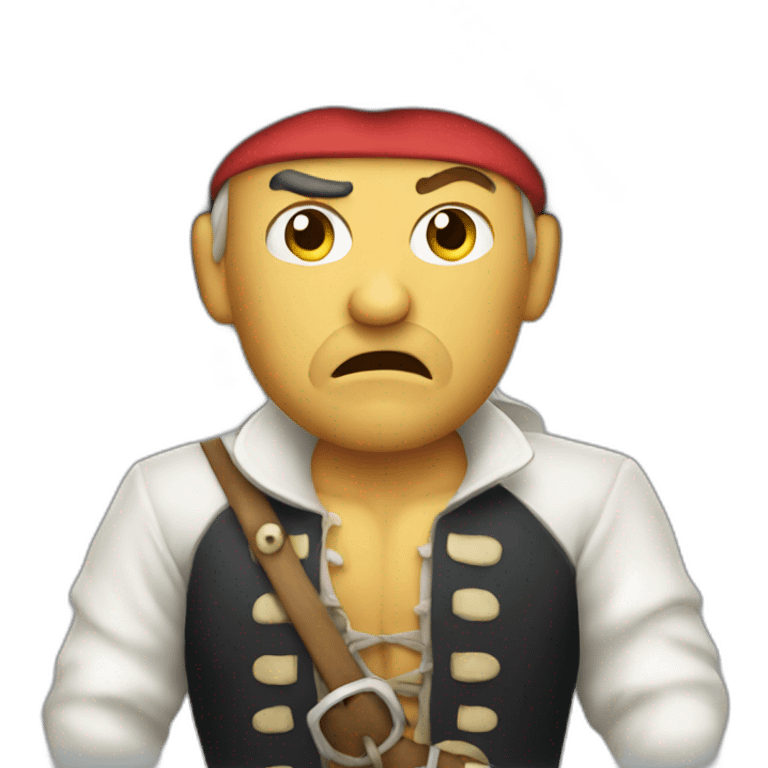 white pirate with angry face emoji