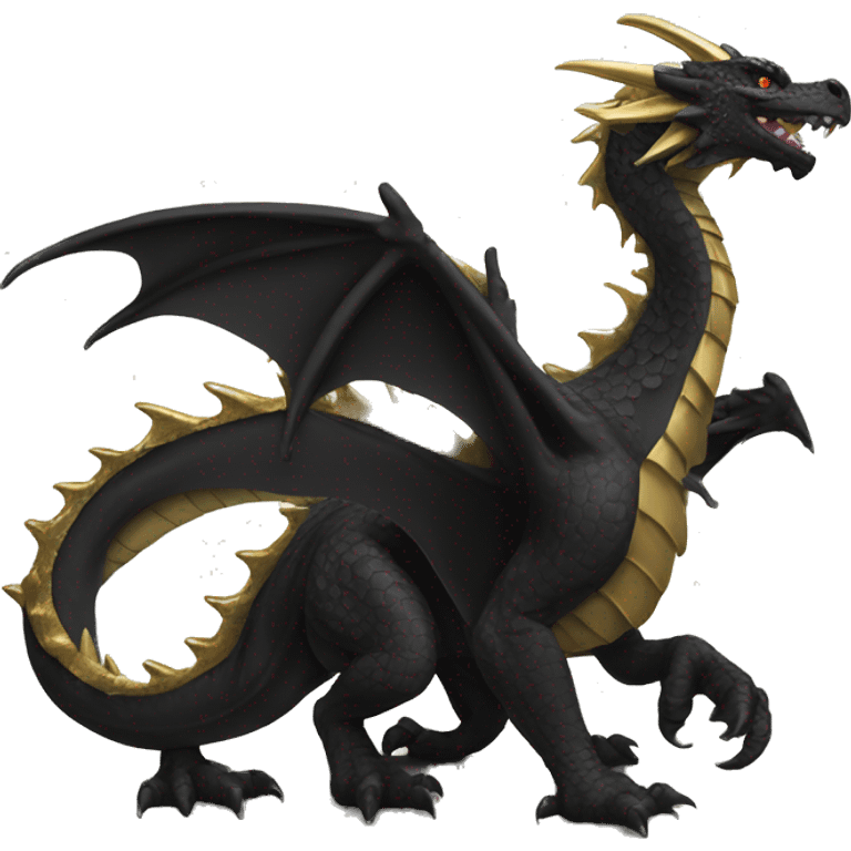 big black dragon and small gold dragon emoji