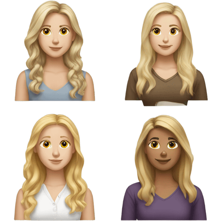 3 white  female friends 2 have blonde hair 1 has brown hair emoji