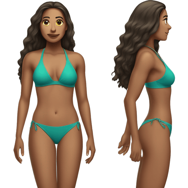 An attractive woman Latina colored with long hair and wearing a swimming bikini  emoji