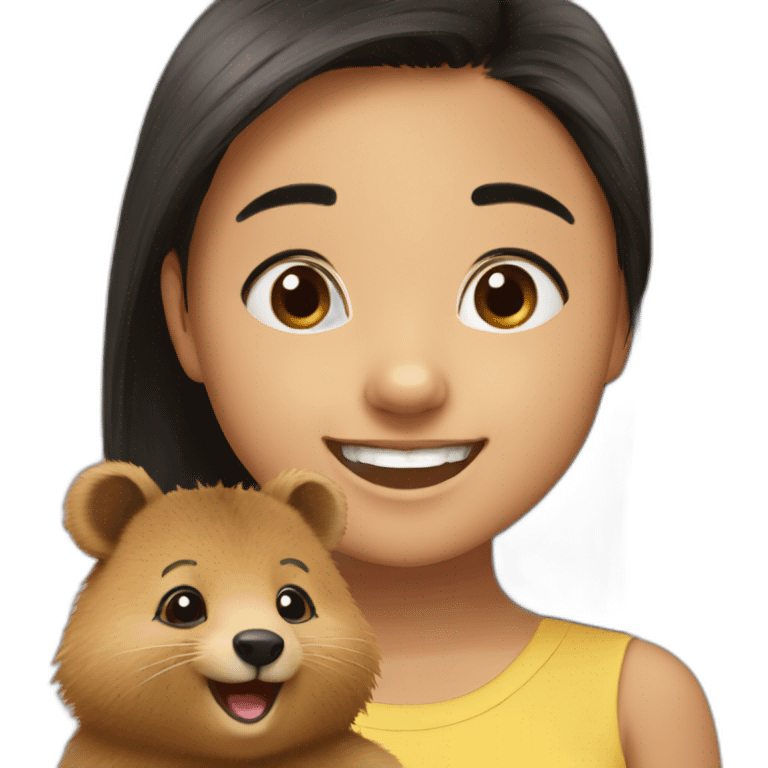 a-happy-quokka-with-happy-girl-who-is-black-hair emoji