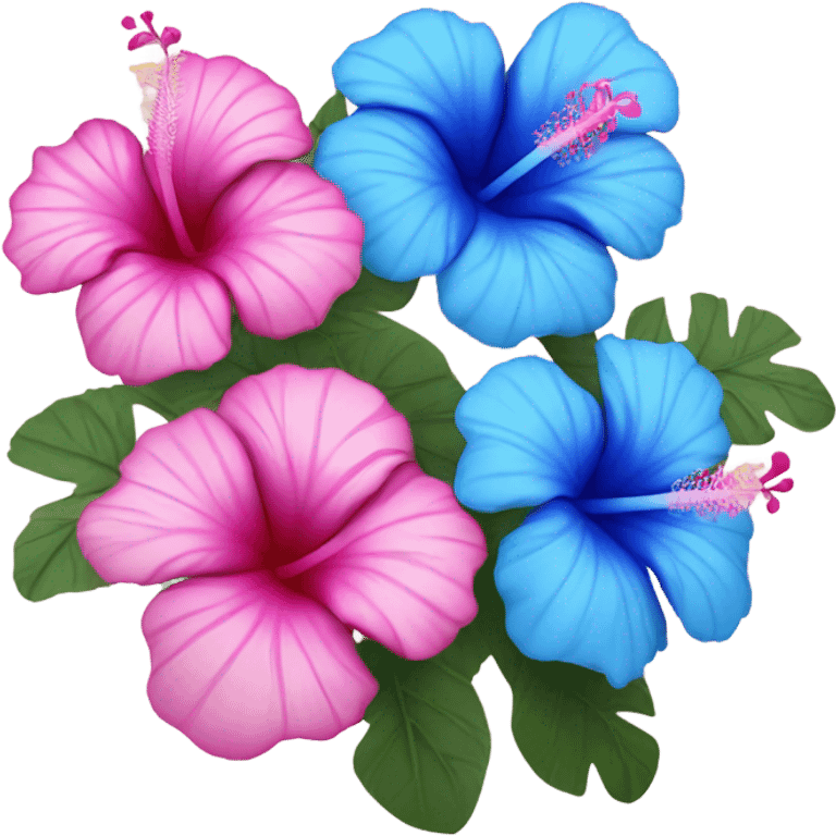 pink and blue hibiscus  emoji