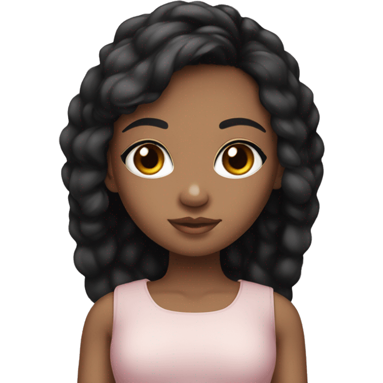 Brown doll eyes,black hair, feminine, emoji