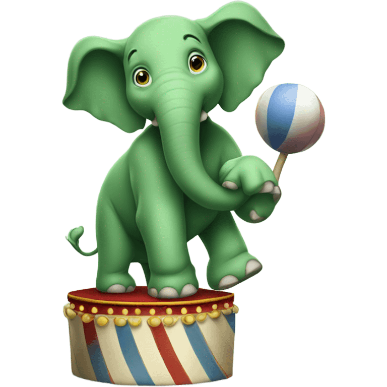 Green elephant in a circus juggling  emoji