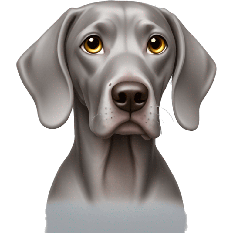 Weimaraner with a tied ribbon on her head emoji