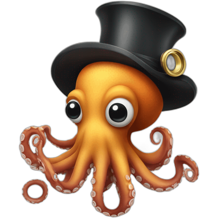 french octopus with monocle and mustache and tophate emoji