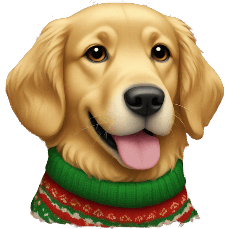 Golden Retriever wearing a Christmas sweater emoji