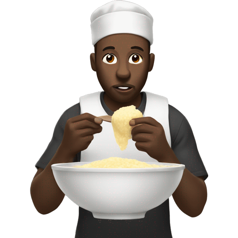 Black man eating fufu emoji