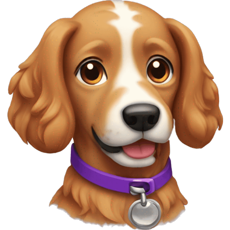 ginger staff dog with purple collar  emoji