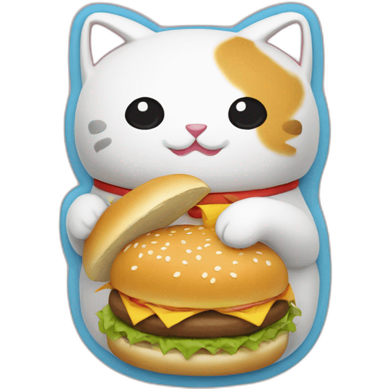 Manekineko holding bao burger emoji