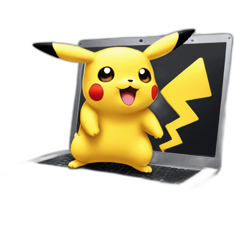 Laptop with pikachu wallpaper emoji