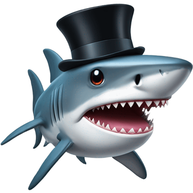 Shark with a top hat emoji