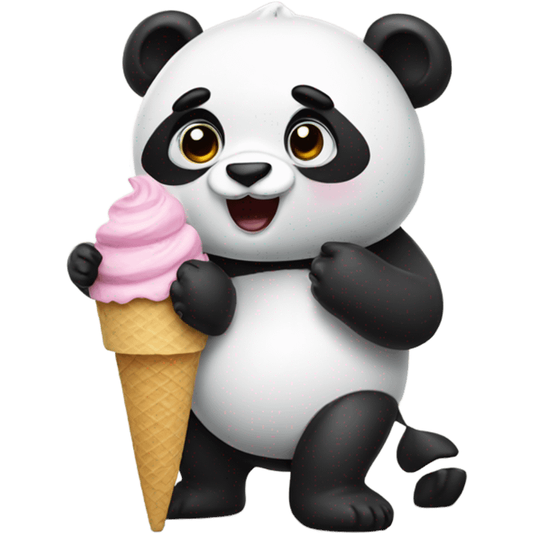 Panda eating ice cream emoji