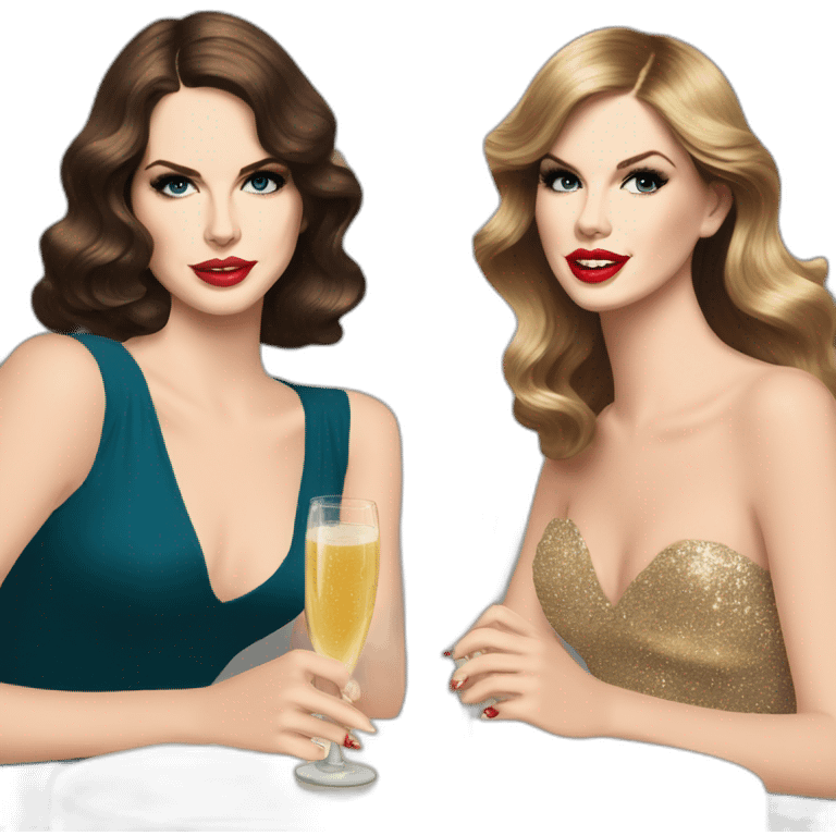 Lana del Rey & Taylor Swift drinking champagne emoji