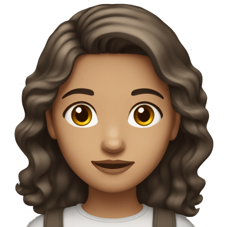 girl with médium skin, brown eyes, wavy dark brown hair emoji