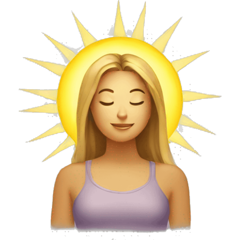 sun halo behind woman female emoji