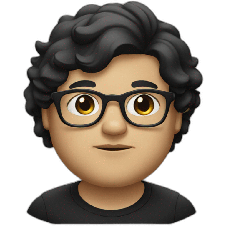 fat boy with black glasses and long black hair  emoji