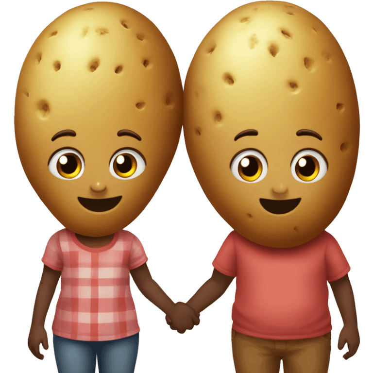 one girl potato and one boy potato holding hands emoji