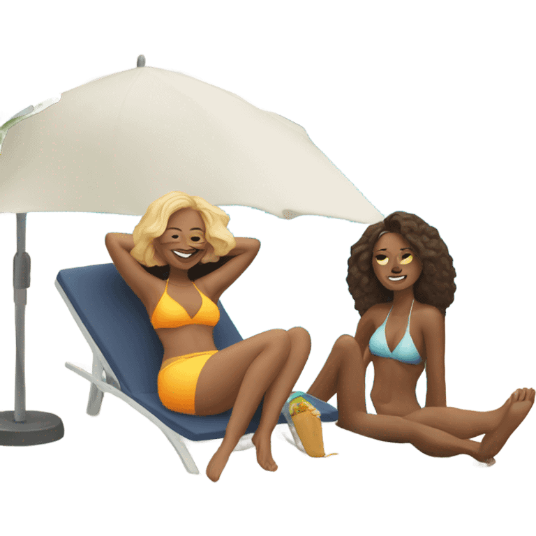 Two white women sunbathing by pool emoji