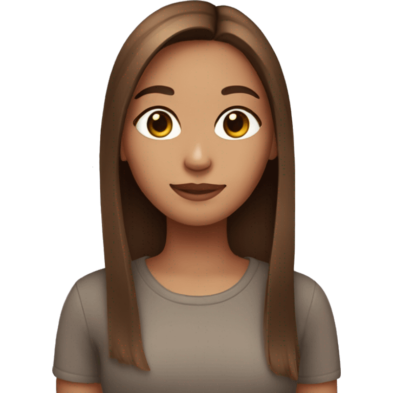 brown straight hair girl with a cat emoji