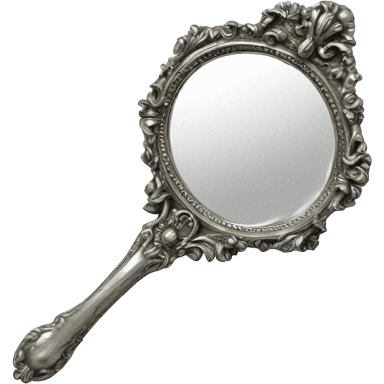 vintage rococo silver hand mirror emoji