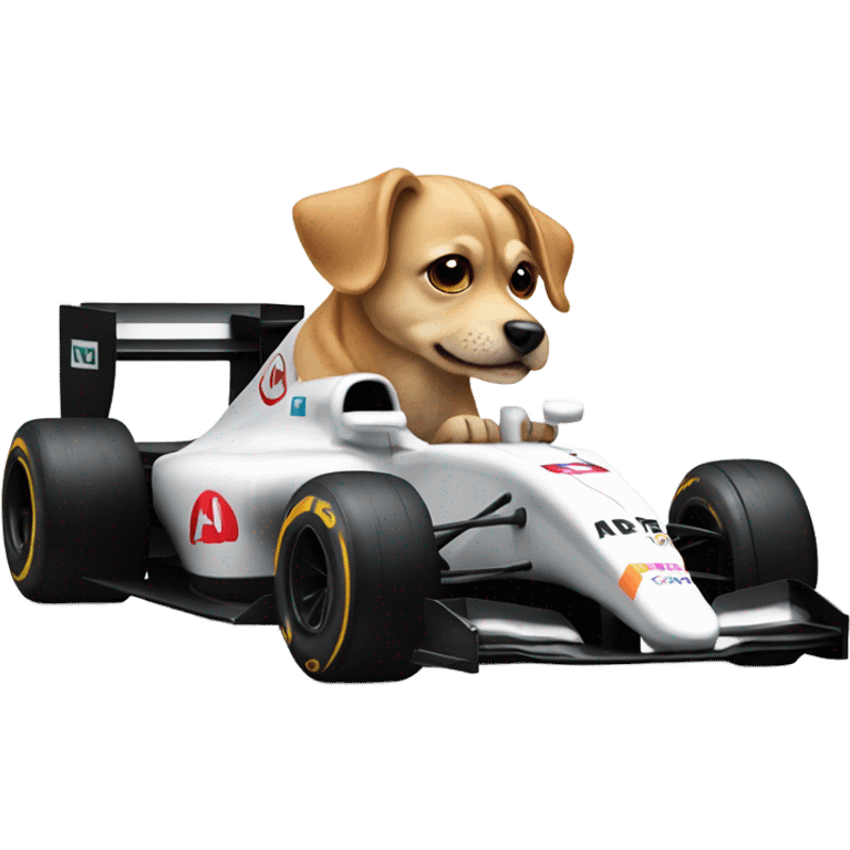 A dog on a f1 car emoji