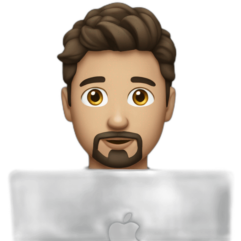 Young Brunette Man with goatee using macbook emoji