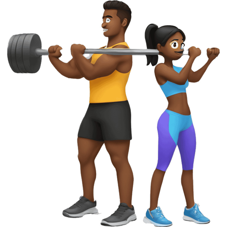 barbell squats with a girl emoji