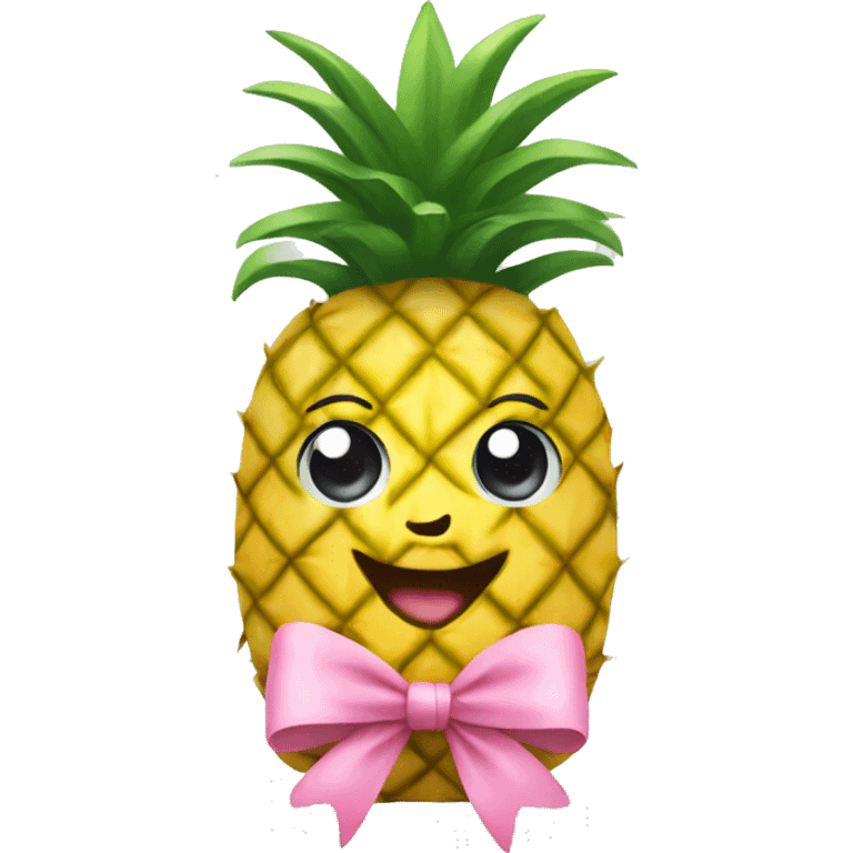 ￼Pineapple with pink bow  emoji