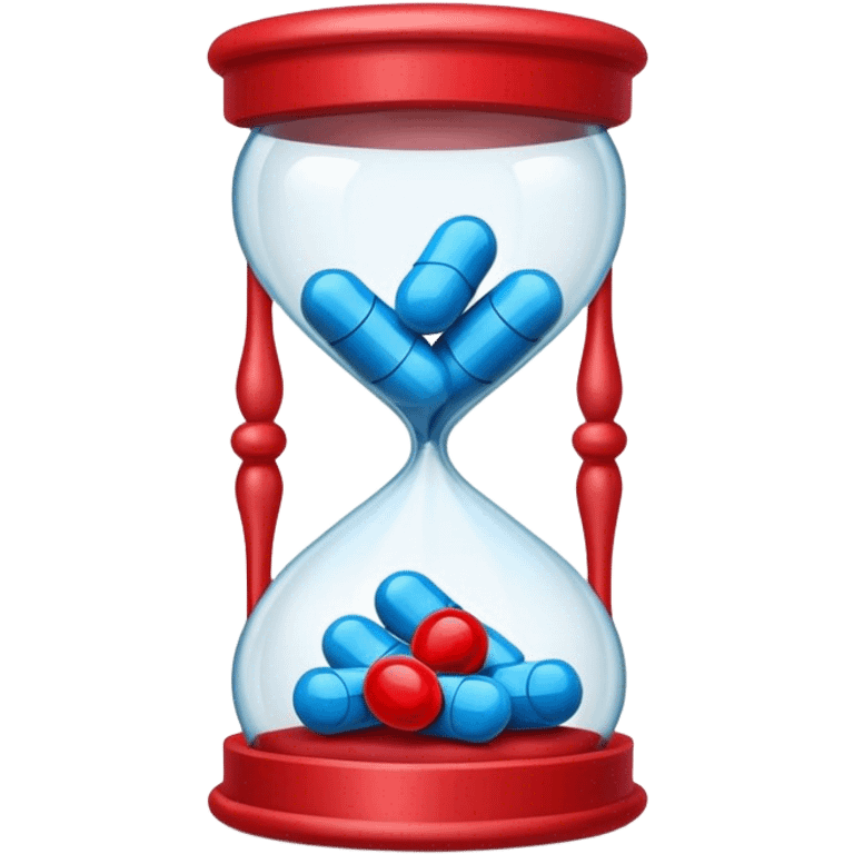 Sandglass with blue pills and red pills emoji