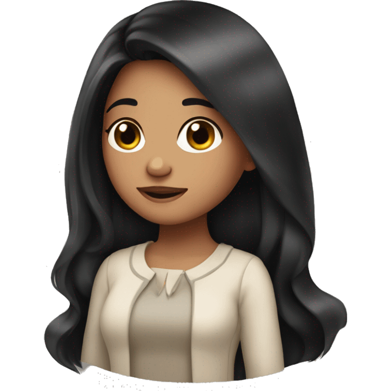 girl with a long black hair and rosy cheeks  emoji