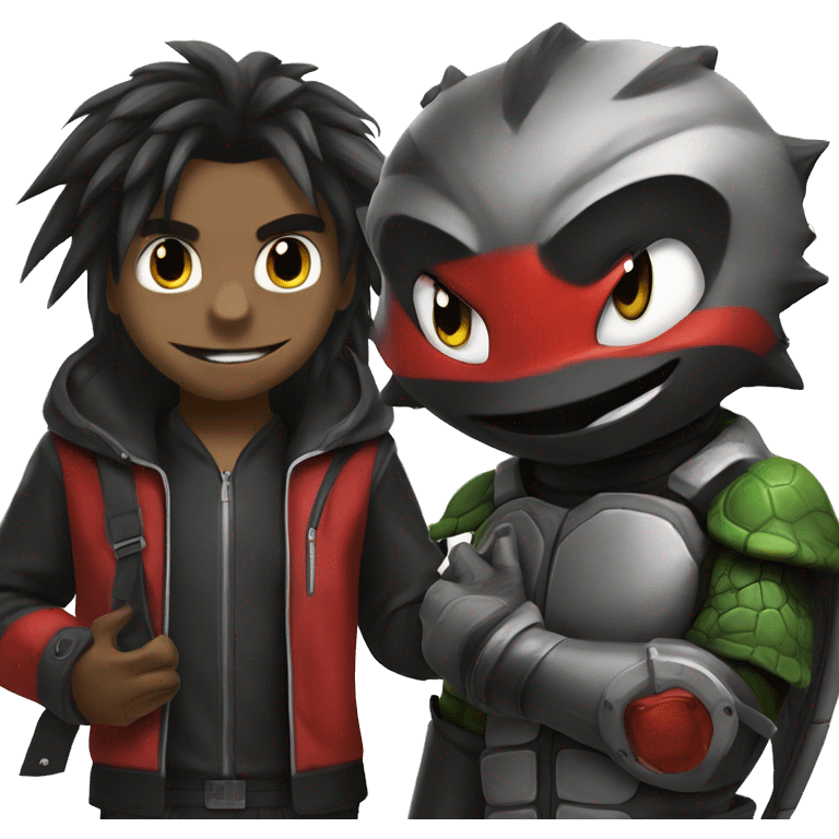 Shadow the hedgehog and Raphael turtle emoji