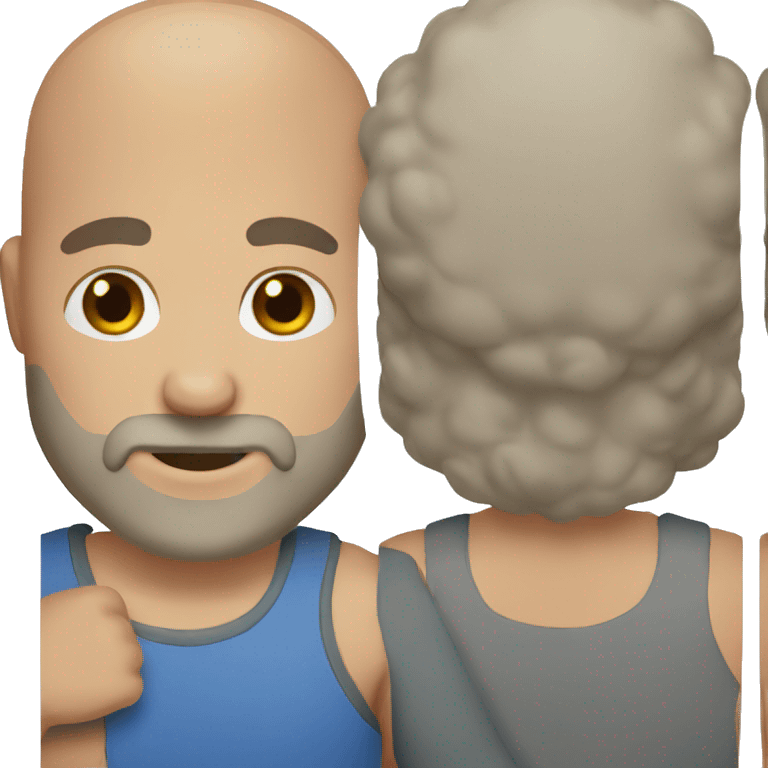 Man with a half bald head, brown curly hair and a beard emoji