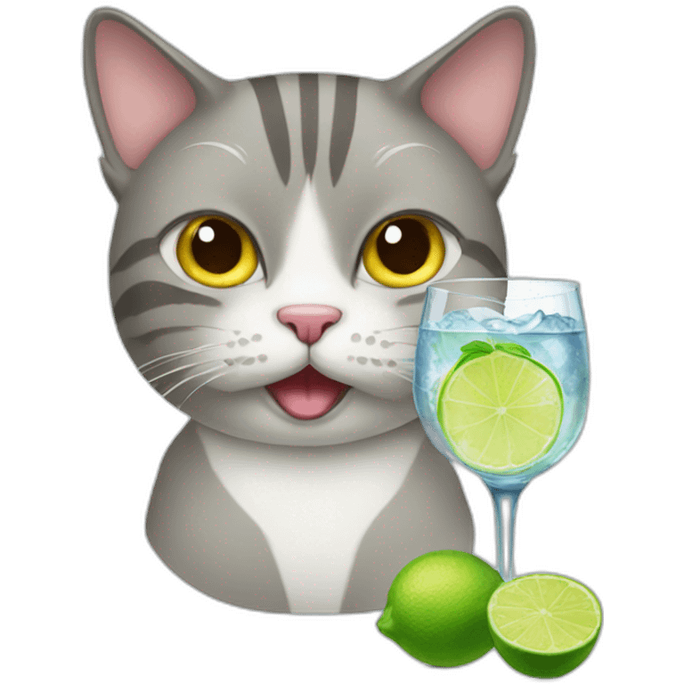 Cat drinking gin tonic emoji