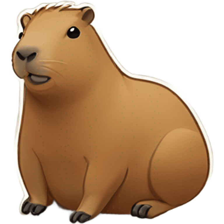 Attractive  cabybara shoots at sun emoji