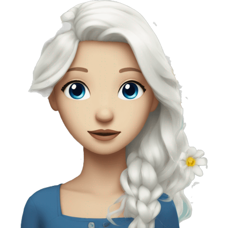 Girl with white hair and blue eyes with flowers  emoji