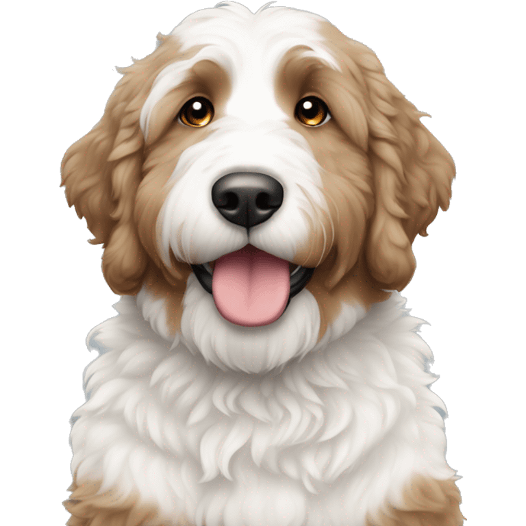 white bernedoodle with tan spots sitting  emoji