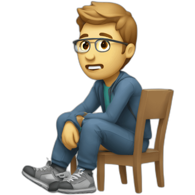 programmer with broken leg in cast emoji